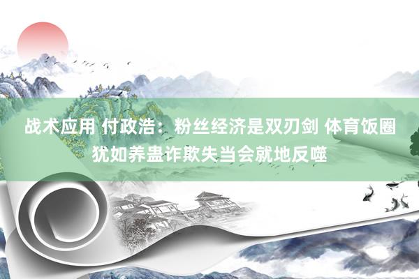 战术应用 付政浩：粉丝经济是双刃剑 体育饭圈犹如养蛊诈欺失当会就地反噬