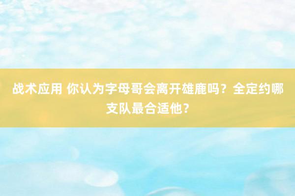 战术应用 你认为字母哥会离开雄鹿吗？全定约哪支队最合适他？