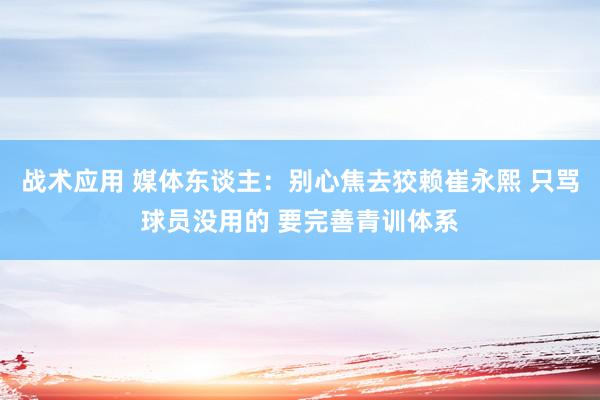 战术应用 媒体东谈主：别心焦去狡赖崔永熙 只骂球员没用的 要完善青训体系