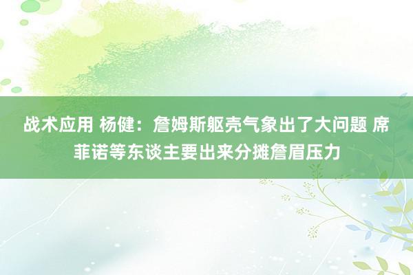 战术应用 杨健：詹姆斯躯壳气象出了大问题 席菲诺等东谈主要出来分摊詹眉压力