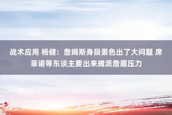 战术应用 杨健：詹姆斯身段景色出了大问题 席菲诺等东谈主要出来摊派詹眉压力