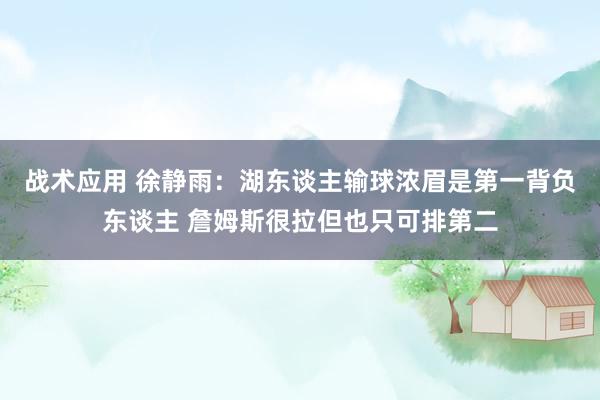 战术应用 徐静雨：湖东谈主输球浓眉是第一背负东谈主 詹姆斯很拉但也只可排第二