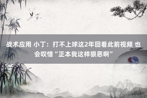 战术应用 小丁：打不上球这2年回看此前视频 也会叹惜“正本我这样狠恶啊”