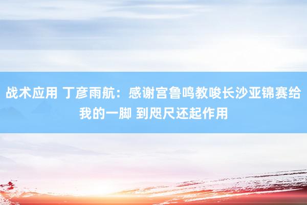 战术应用 丁彦雨航：感谢宫鲁鸣教唆长沙亚锦赛给我的一脚 到咫尺还起作用