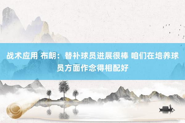 战术应用 布朗：替补球员进展很棒 咱们在培养球员方面作念得相配好