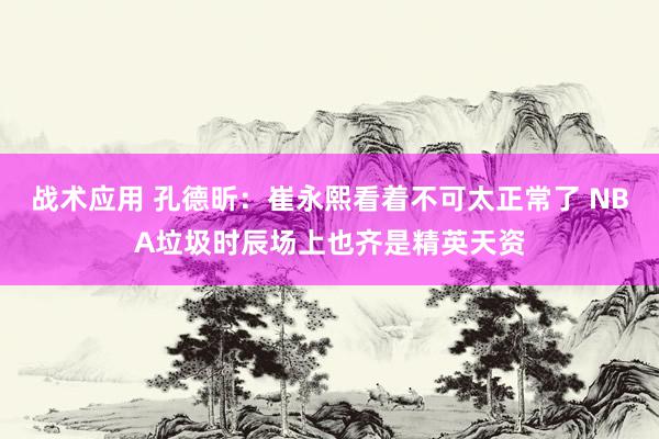 战术应用 孔德昕：崔永熙看着不可太正常了 NBA垃圾时辰场上也齐是精英天资