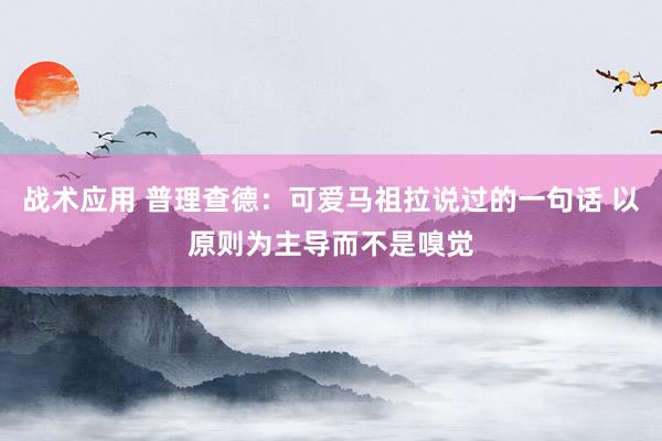 战术应用 普理查德：可爱马祖拉说过的一句话 以原则为主导而不是嗅觉