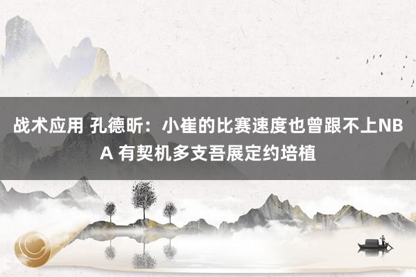 战术应用 孔德昕：小崔的比赛速度也曾跟不上NBA 有契机多支吾展定约培植