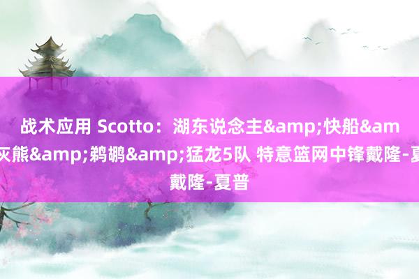 战术应用 Scotto：湖东说念主&快船&灰熊&鹈鹕&猛龙5队 特意篮网中锋戴隆-夏普