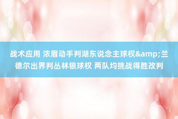 战术应用 浓眉动手判湖东说念主球权&兰德尔出界判丛林狼球权 两队均挑战得胜改判