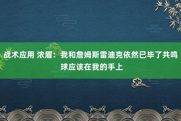 战术应用 浓眉：我和詹姆斯雷迪克依然已毕了共鸣 球应该在我的手上